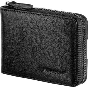Men's Leather Black Bifold Beautiful Small Wallets Credit Card Zipper Around